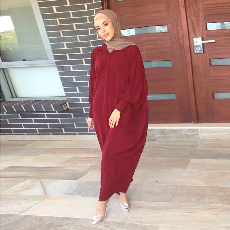 Women's Dubai Saudi Arabia Solid Color Bat Sleeve Large Robe Cardigan