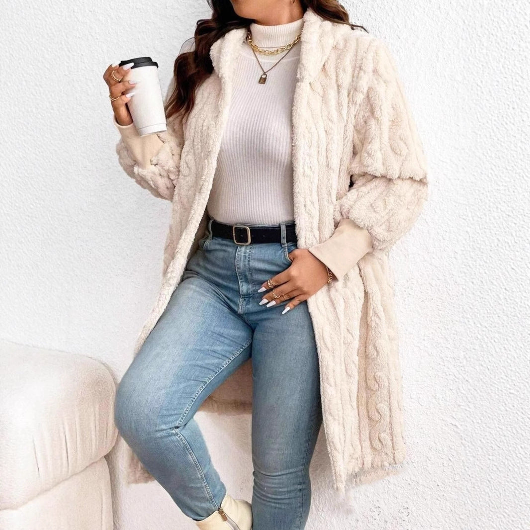 Coral Fleece Thickened Plus-size Woolen Coat