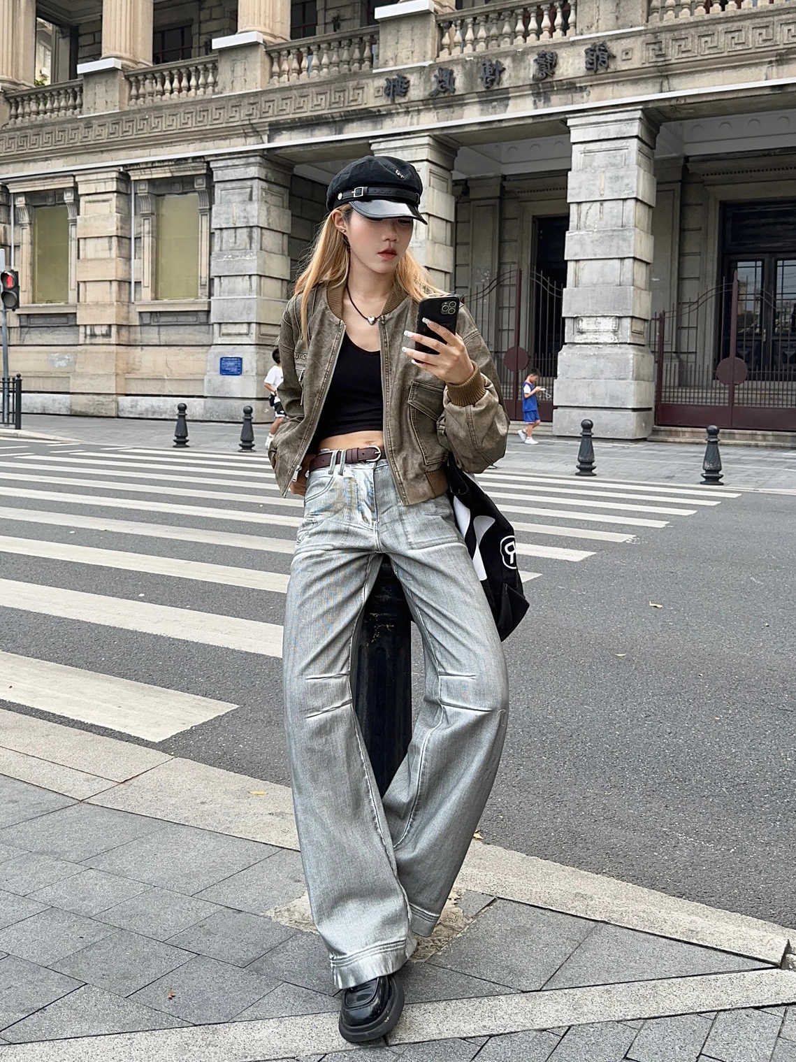 American Retro Rubbing Color To Make Old Straight Jeans