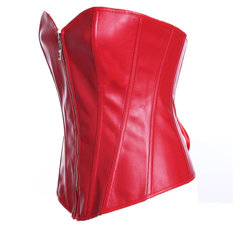 Poly Urethane Leather Court Corset Zip Tight Corset Corset