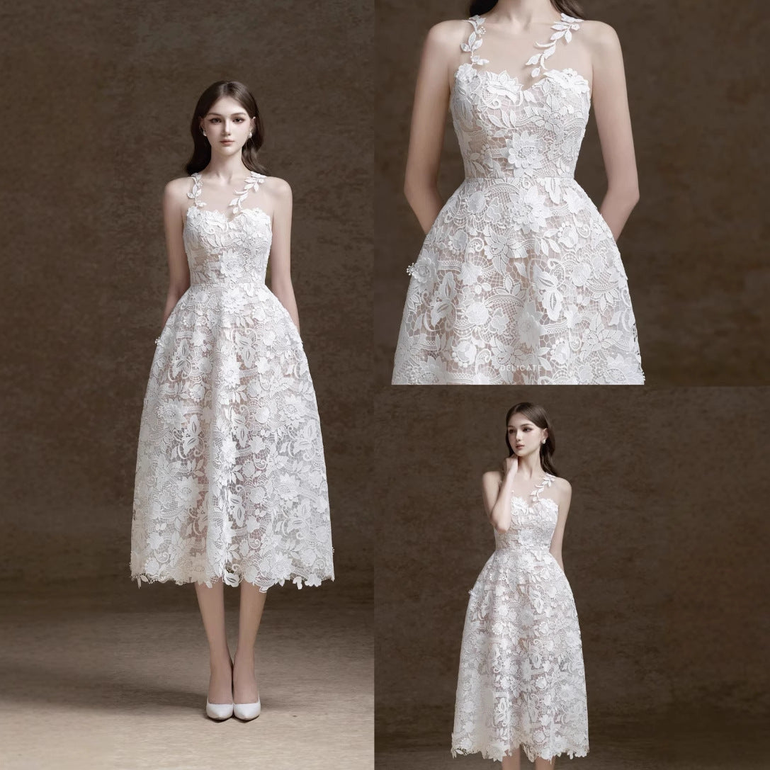 New Three-dimensional White Lace Dress Women