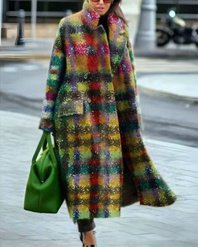 Women's Printed Dragon And Phoenix Woolen Coat