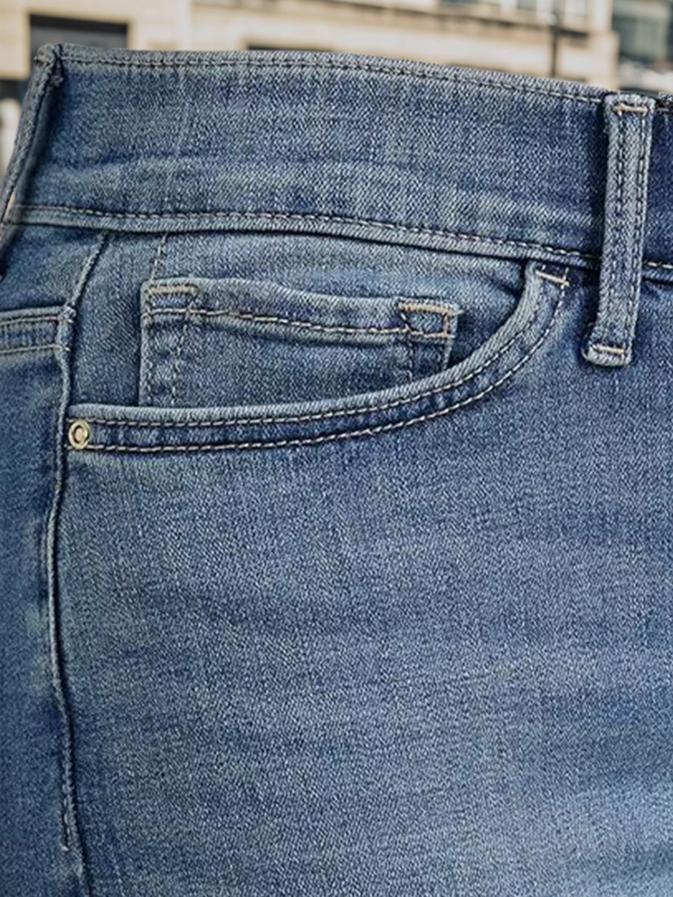 Women's High Waisted Slim Straight Leg Jeans, Deep Blue Stretch Denim, Machine Washable, Suitable For Daily Commuting And Casual Wear In All Seasons, Comfortable And Fashionable