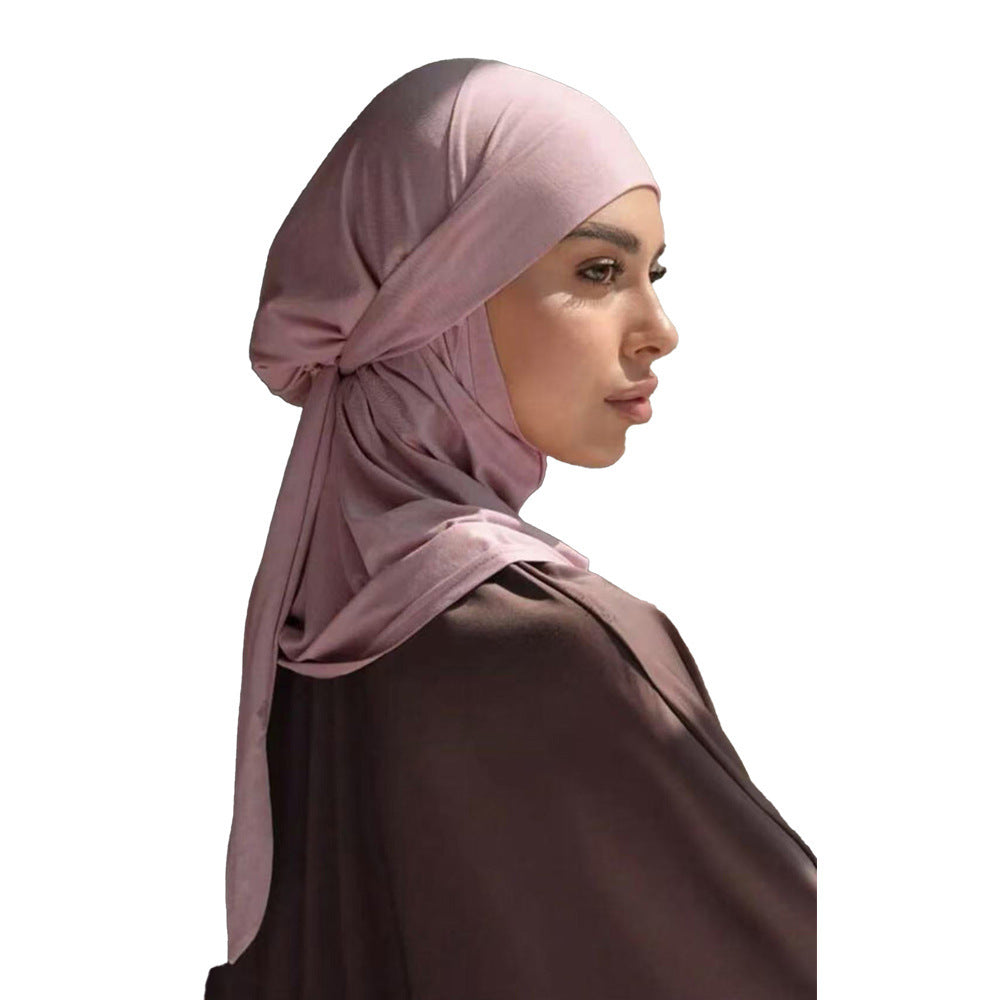 Solid Color Convenient Strap Headscarf Suit