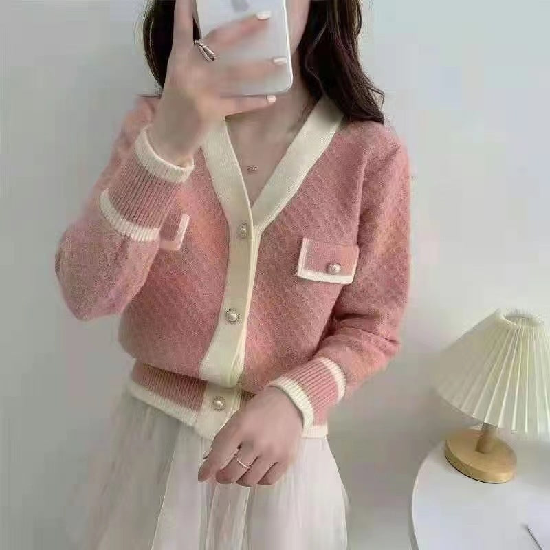 Women's Pearl Button Fragrant Style Cardigan Coat