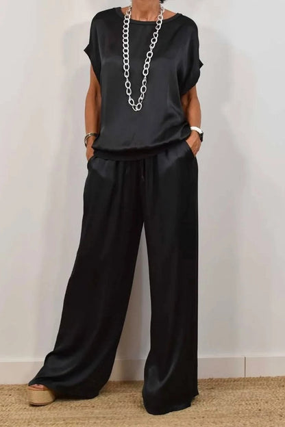 Loose Shirt Wide Leg Pants Casual Suit