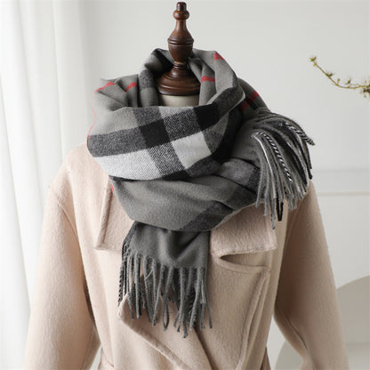 Cashmere-like Plaid Warm Shawl Scarf Unisex All-matching