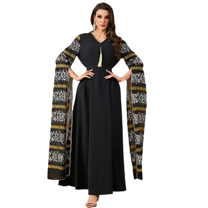 Dubai Robe Super Long Sleeve Embroidered Arabic Dress