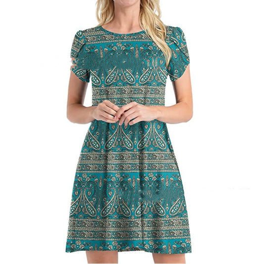 Women's Fashion Printed Pocket Dress