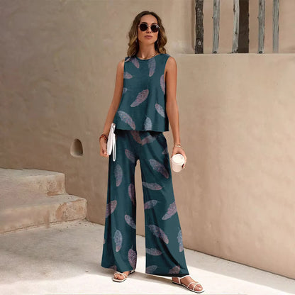 European And American Fashion Nation Geometric Vest Pants Suit