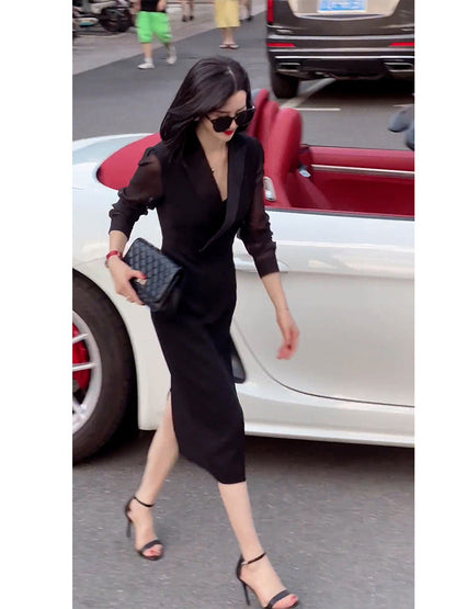 French Style Elegant Lady Hepburn Style Adult Lady Like Woman Young Black Dress