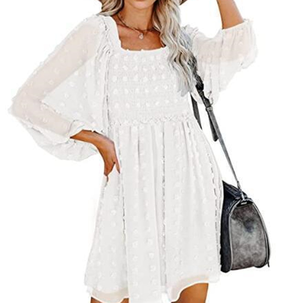 Chiffon Two-layer Long Sleeve Women's Clothing Dress