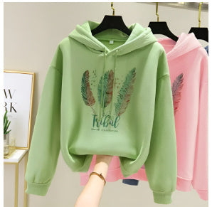 Hooded Sweater Thick Loose Long Sleeves Women