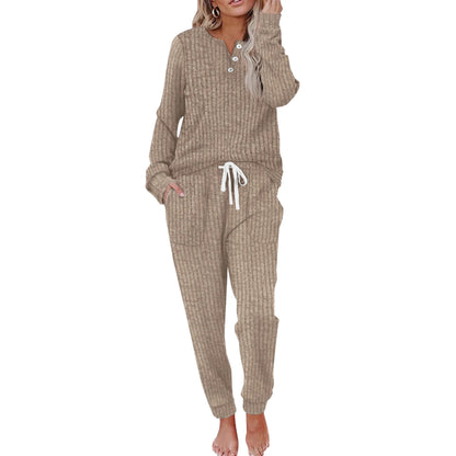 Women's Casual Pocket Suit Buckle Sports Sweater And Trousers Sports Suit