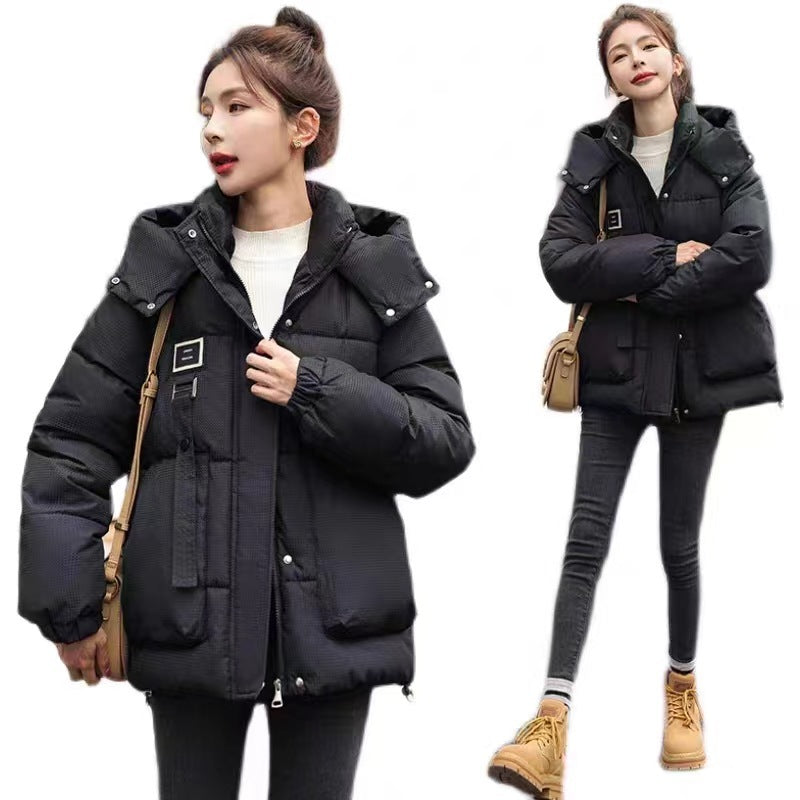 Women's Short Chic Loose Hooded Thickened Thermal Coat
