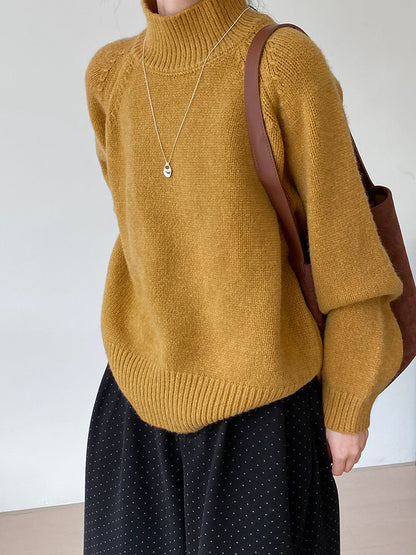 Autumn And Winter Solid Color Half Turtleneck Split Sweater