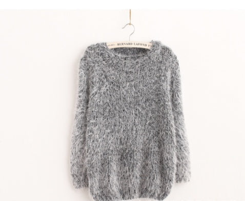 EBay fast selling explosion model, pure color long sleeved wool plush, loose body T-shirt ST1545