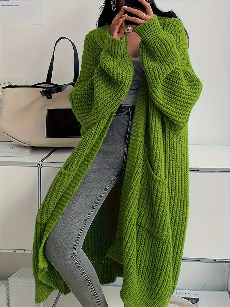 Autumn And Winter Lazy Style Long Cardigan Sweater For Women, Loose And Versatile, Long Sleeve Knitted Cardigan.