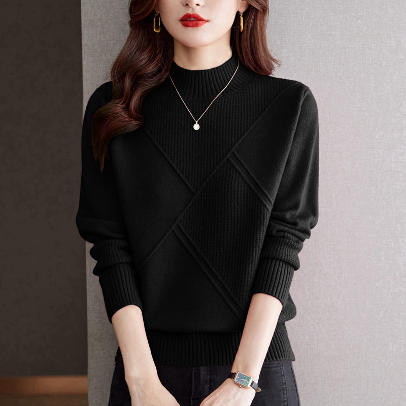 Autumn And Winter New Half Turtleneck Loose Inner Wear Sweater For Women