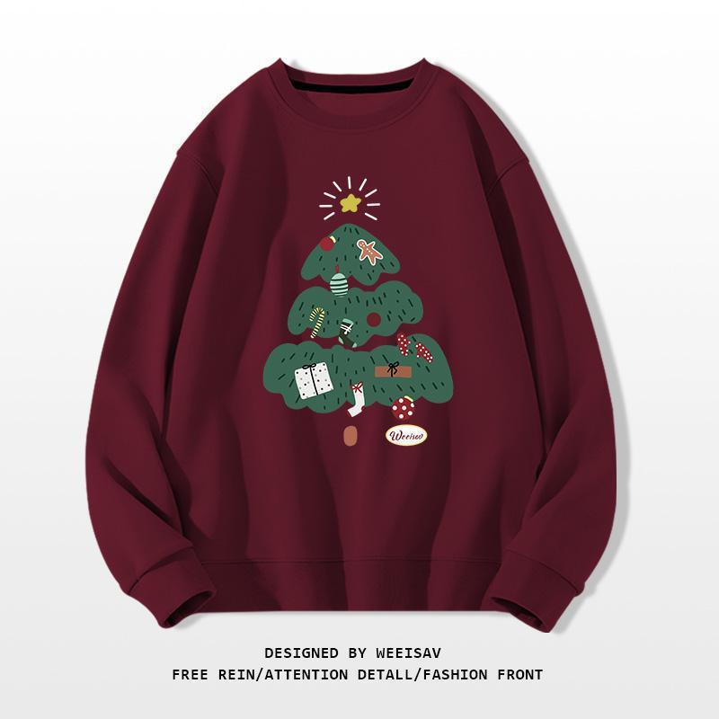 Christmas Tree Design Round-neck Pullover Leisure