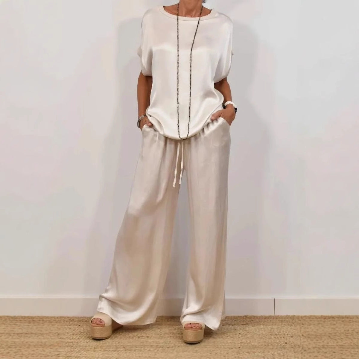 Loose Shirt Wide Leg Pants Casual Suit