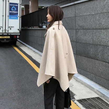 Lace-up Shawl Cape Thickened Coat Woolen