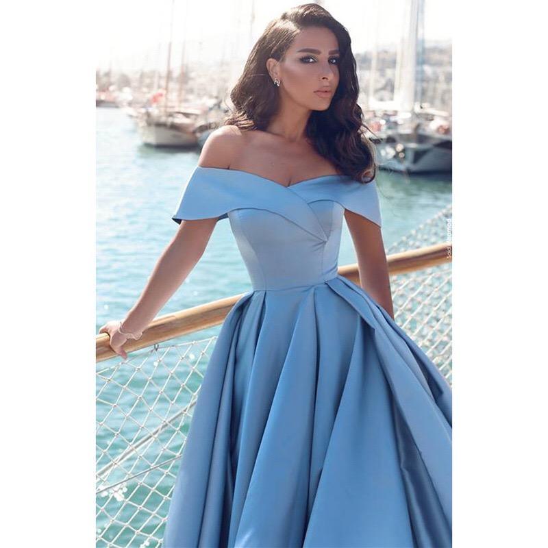 US Size 2-26W Solid Color Temperament Off-shoulder Party Dress Fashion Beautiful Delicate Maxi Dress