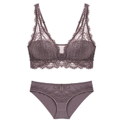 Laceless Bra Gathering Bra Lace Bra Set