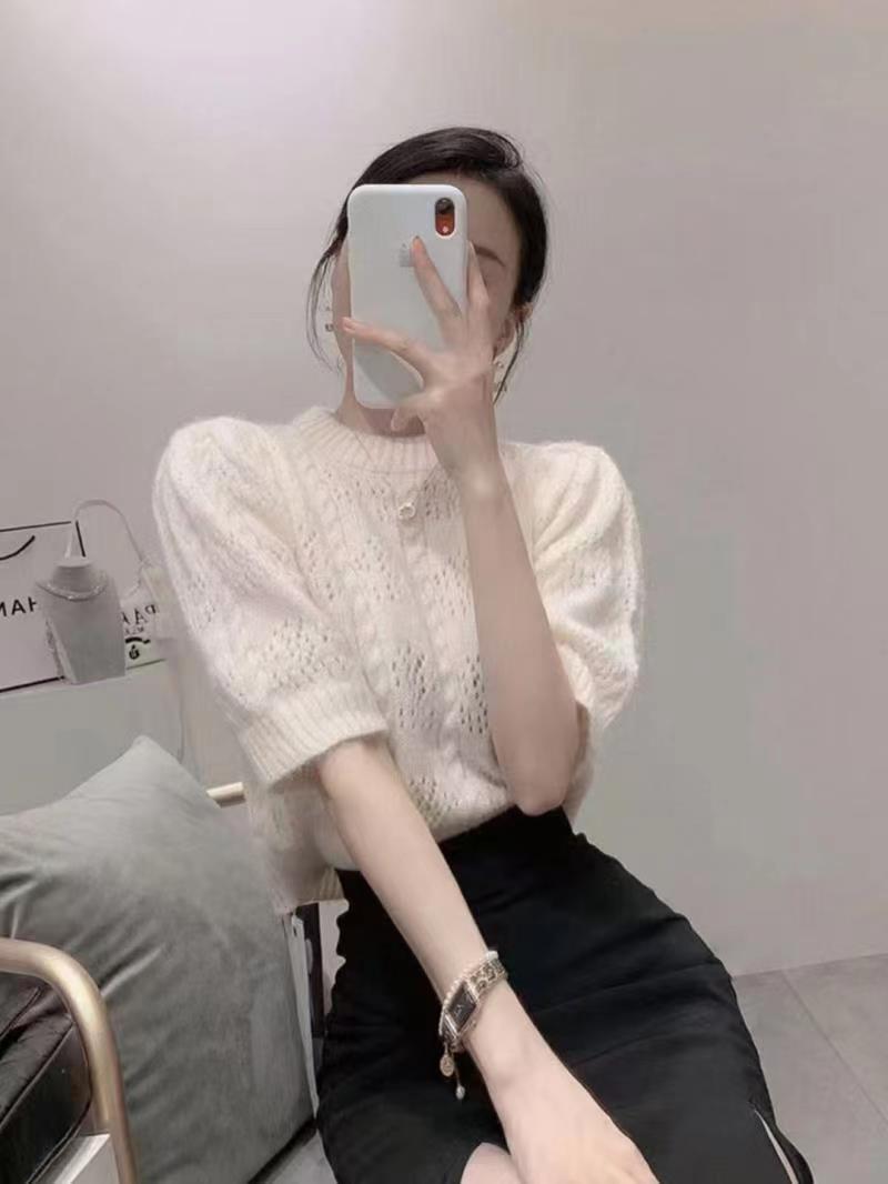 Summer Wear Single Pink Knitwear Short Sleeve Women