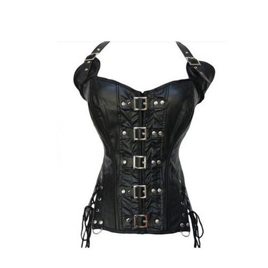 Punk PU corset leather halter corset