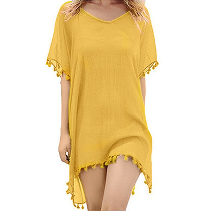 Fringed Ball Beach Blouse