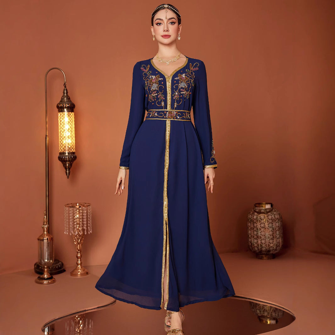 Middle East Saudi Arabia DUBAI Turkish Clothing Blue Dress