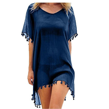 Fringed Ball Beach Blouse