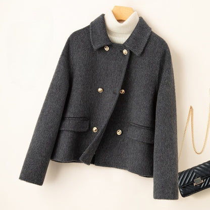 Double-sided Women's Short Small-sized High-grade Wool Overcoat