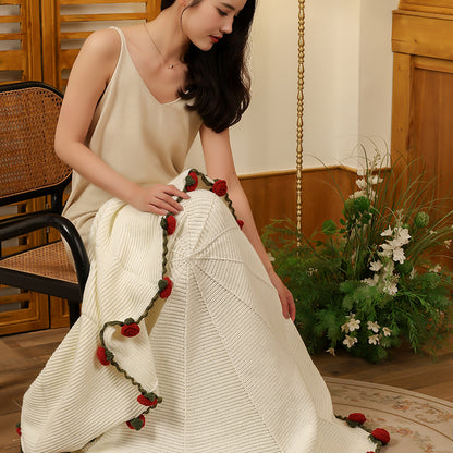 Hand Rose Blanket Into Bouquet Blanket Knitted Shawl