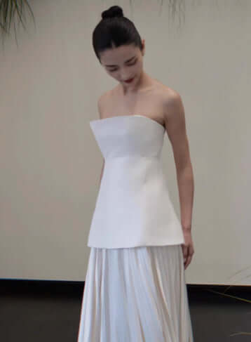 Morning Gowns Female Niche Satin Graceful Tube Top White Engagement Dress