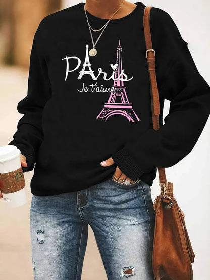 Women's Printed Long Sleeve Crew Neck Sweater