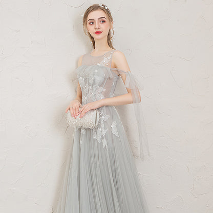 Gray One-Shoulder Host Is Very Fairy Model Red Carpet Catwalk Etiquette Dress