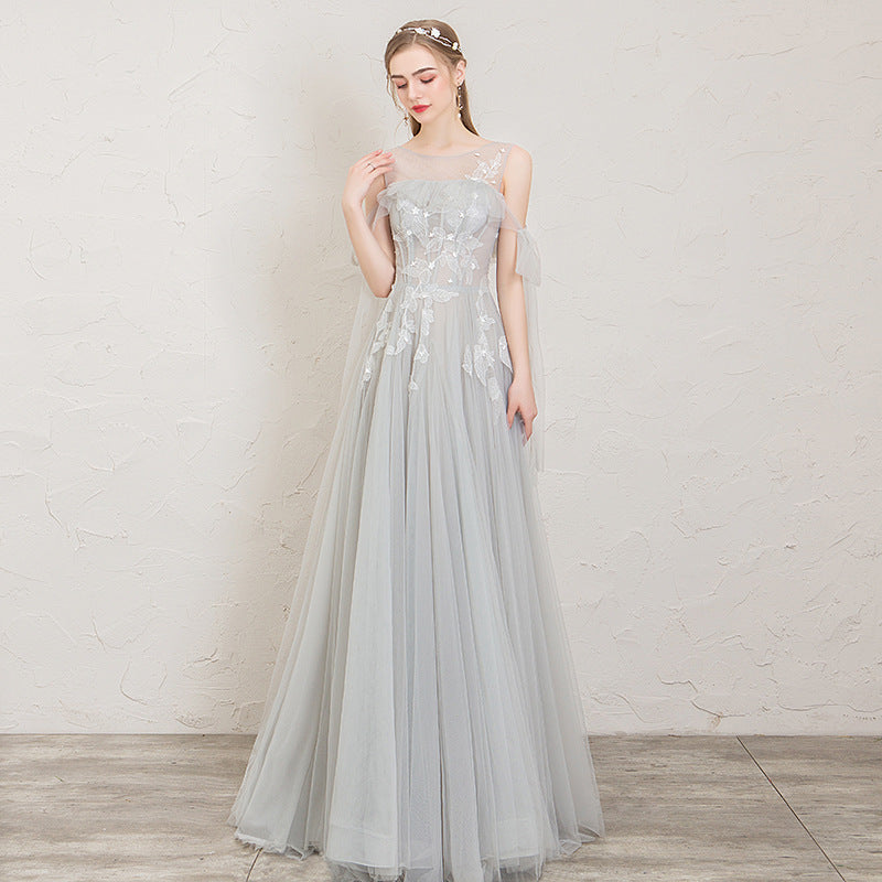 Gray One-Shoulder Host Is Very Fairy Model Red Carpet Catwalk Etiquette Dress