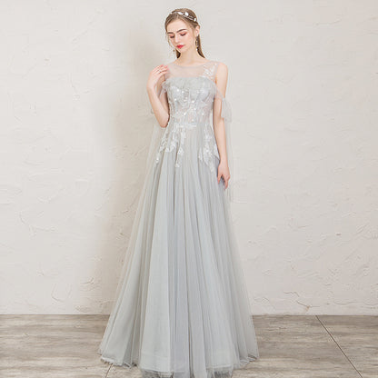 Gray One-Shoulder Host Is Very Fairy Model Red Carpet Catwalk Etiquette Dress