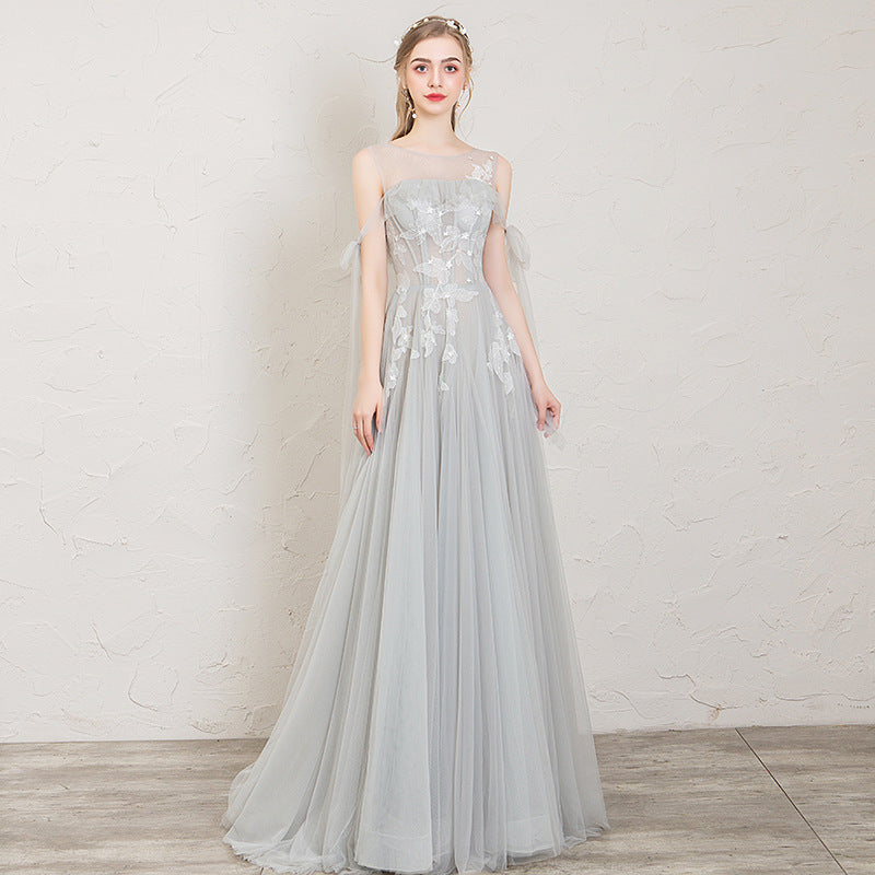 Gray One-Shoulder Host Is Very Fairy Model Red Carpet Catwalk Etiquette Dress