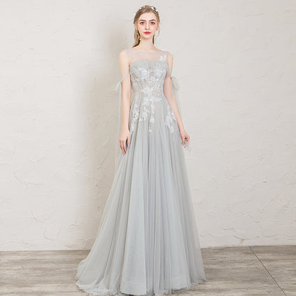 Gray One-Shoulder Host Is Very Fairy Model Red Carpet Catwalk Etiquette Dress