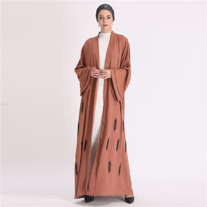 European and American Dubai Beaded Islamic Cardigan Robe Dress