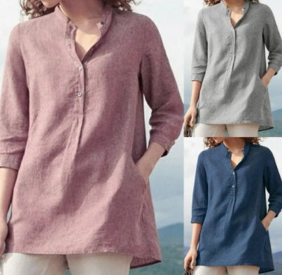 Casual Stand-up Collar Loose Blouse