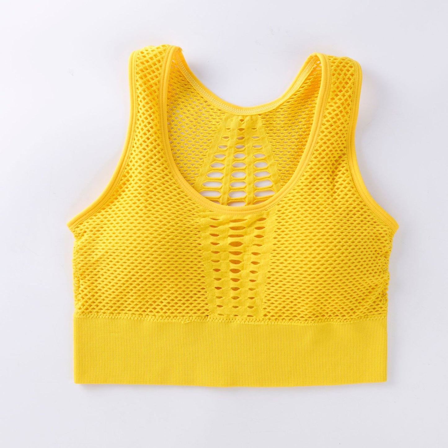 Yoga Running Bra Bra Vest Underwear Women'S Solid Color Breathable Mesh Design Detachable Bra