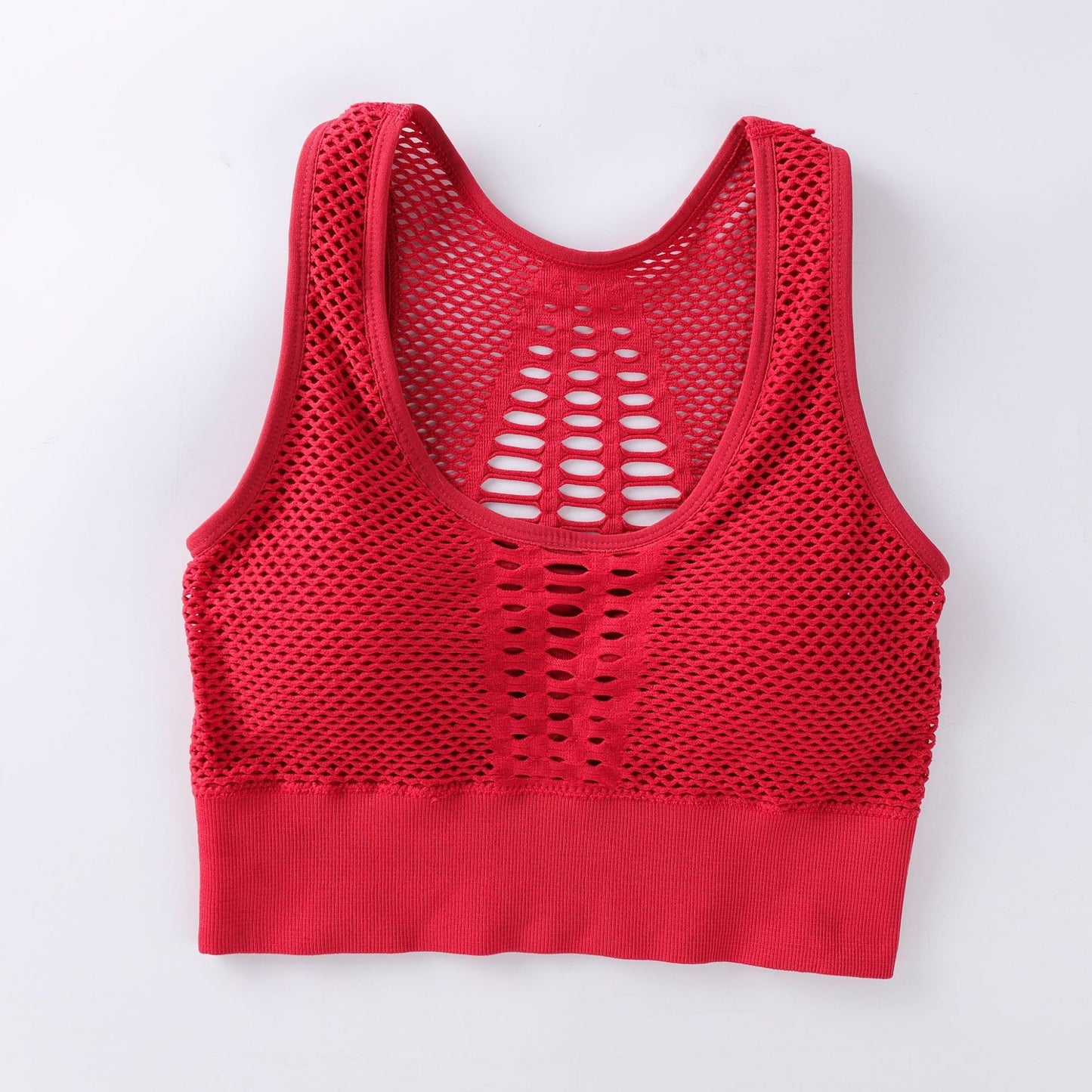 Yoga Running Bra Bra Vest Underwear Women'S Solid Color Breathable Mesh Design Detachable Bra