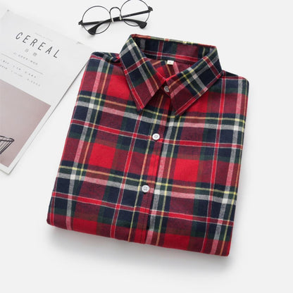 Blouse Autumn And Winter Blouse Plaid Shirt