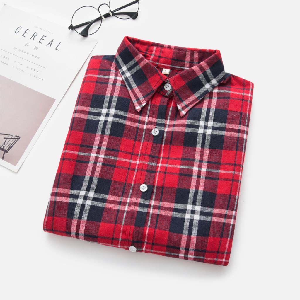 Blouse Autumn And Winter Blouse Plaid Shirt