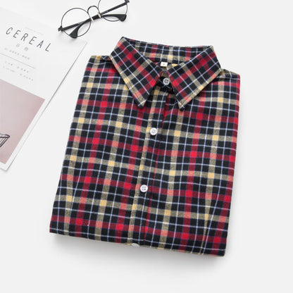 Blouse Autumn And Winter Blouse Plaid Shirt