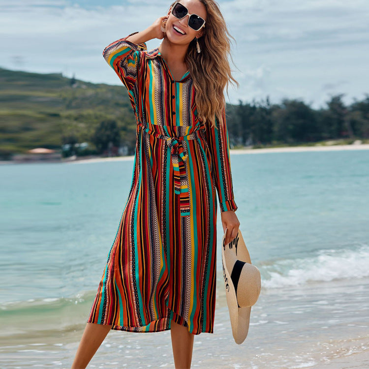 Beach Resort Long Skirt Bikini Outer Blouse